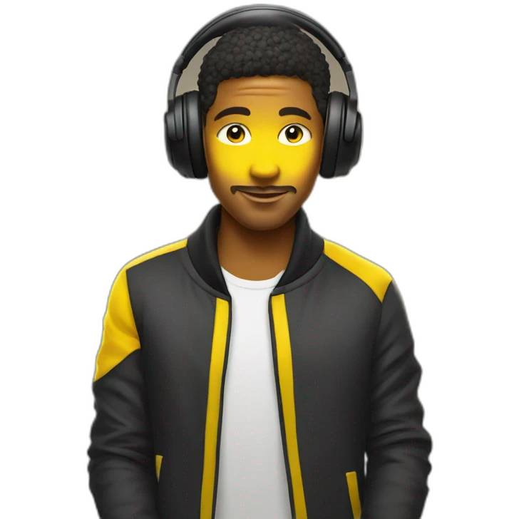 dj guy with full yello body emoji