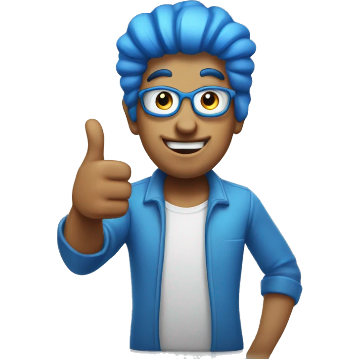 a blue head and thumbs up emoji