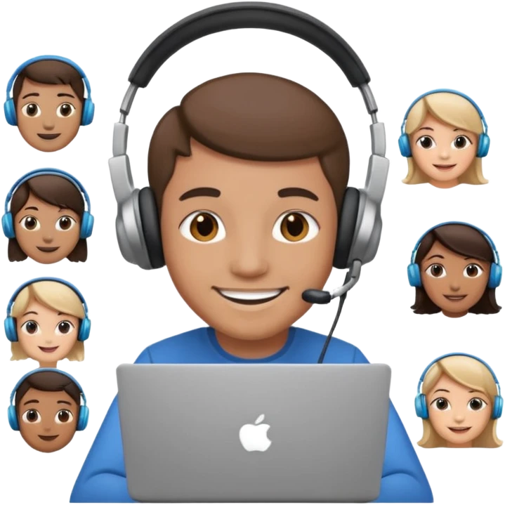 video meeting via laptop smiling person  emoji