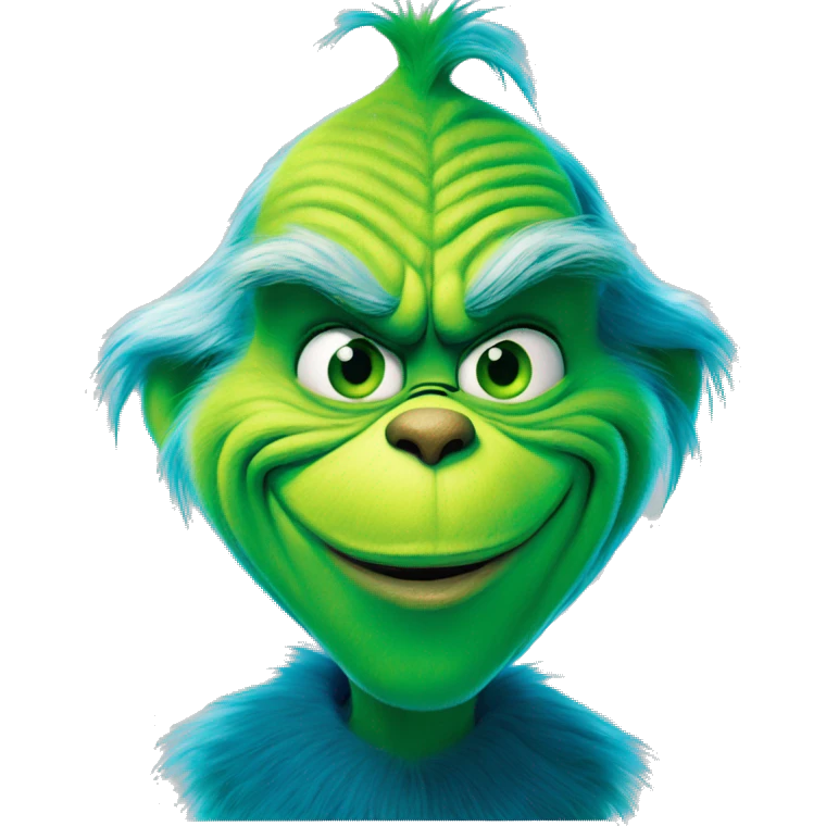 The grinch smirking but he’s blue emoji