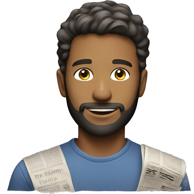 Young man with beard Handsome newspaper seller emoji