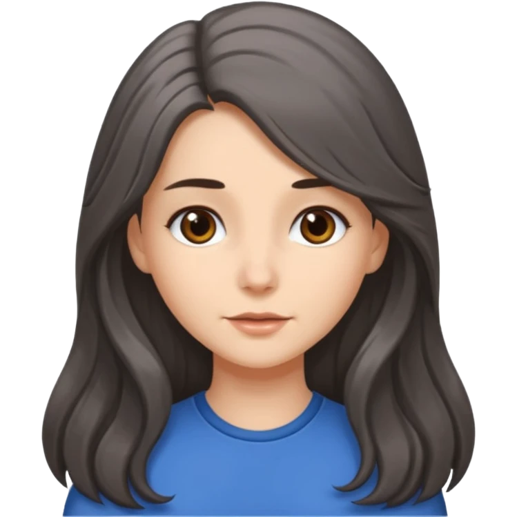 brunette girl long hair with more gray hairs emoji