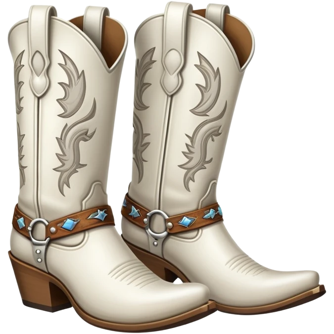 Cowboy white Boots  emoji