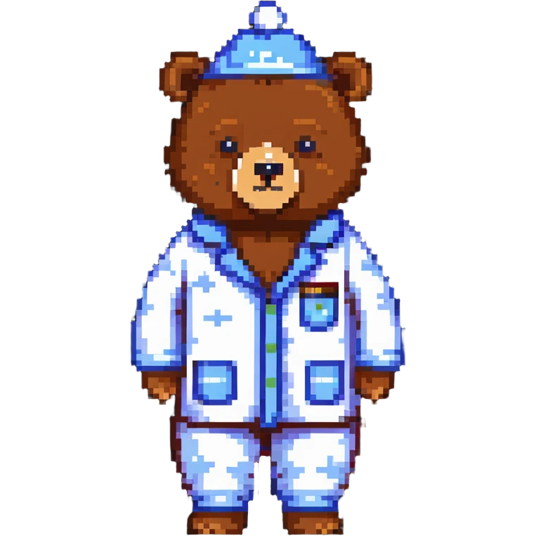 bear in pajamas with a nightcap standing emoji