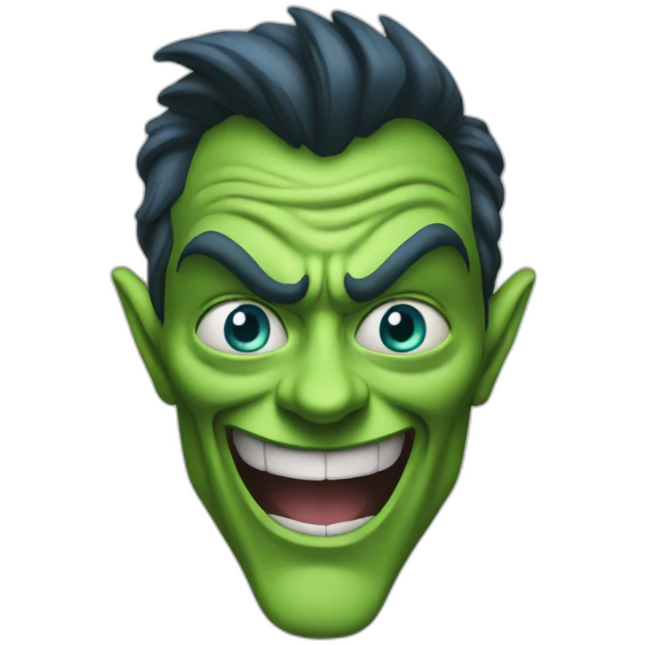 Long nose, green goblin with blue eyes emoji