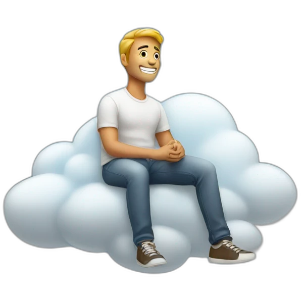 Man sitting on cloud emoji