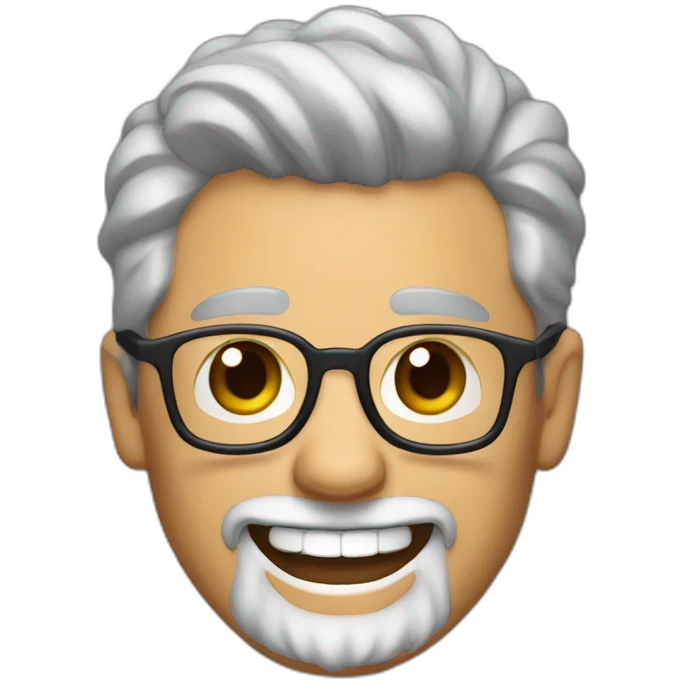 tan gray haired man with dark eybrows short full beard and glasseslaughing emoji