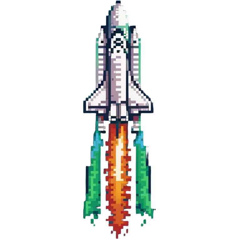 green red gradient color rocket, space shuttle with flame trail emoji