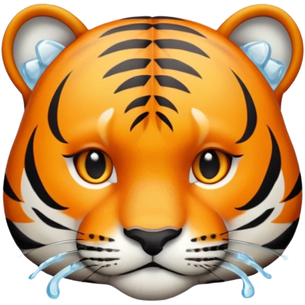 cute tiger cooled off with ice cubes emoji