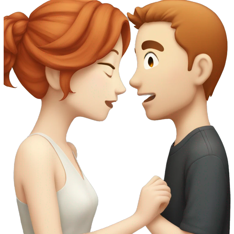 Redhead Girl Kissing japanese man  emoji