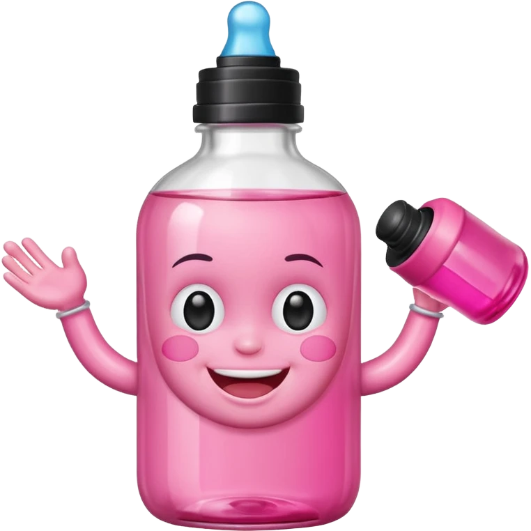 Smiling freaky baby oil bottle pink emoji