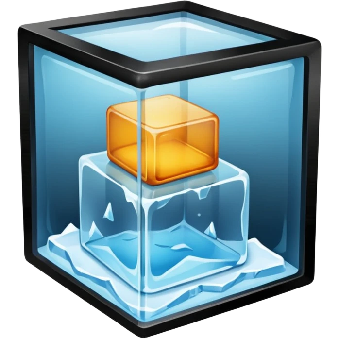 closet inside a large ice cube emoji