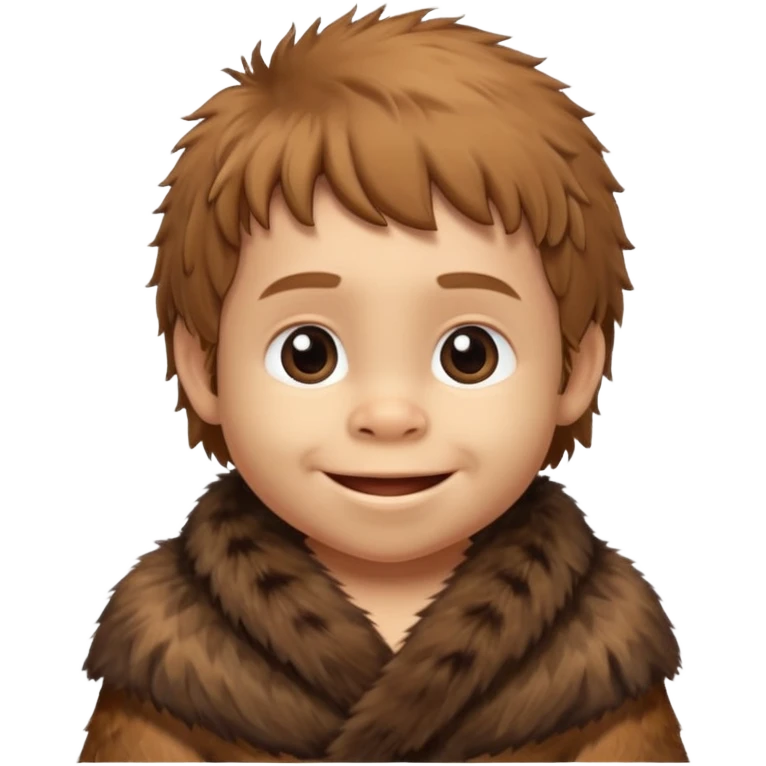 smiling baby Neanderthal with small fur wrap emoji emoji