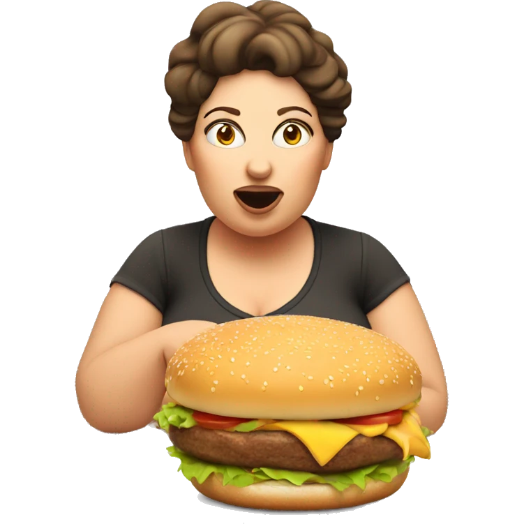 fat mum eating a burger emoji