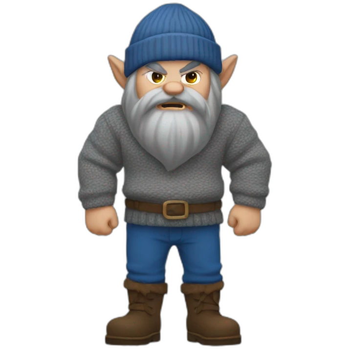 Angry dwarf in a gray sweater, a blue cap, blue pants emoji