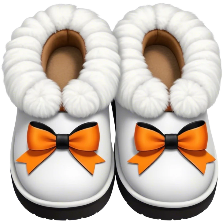 Uggs slippers with orange, white and black bows emoji