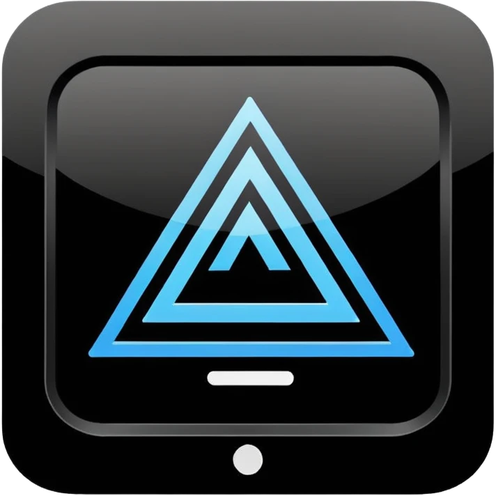 Minimalistic flat vector icon, iOS style, thin black contour on white background. Simple code window with a small play triangle in the corner, and a smartphone outline next to it. Clean, no text, no shadows emoji