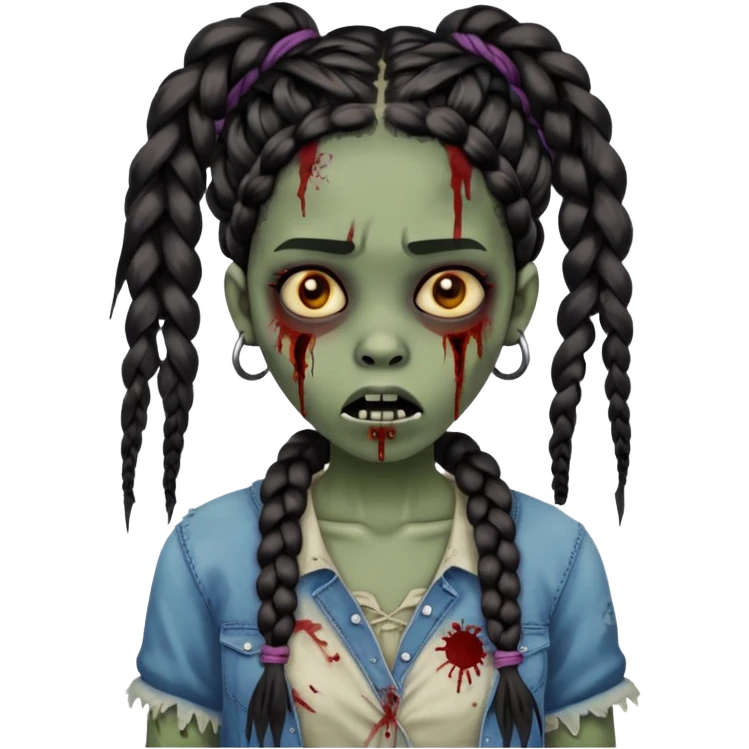 black girl zombie with braids emoji