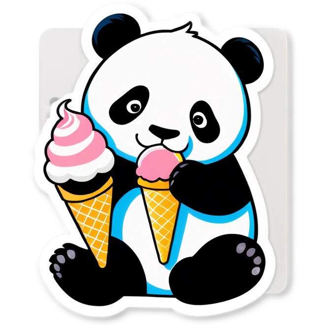 Panda eating ice cream emoji