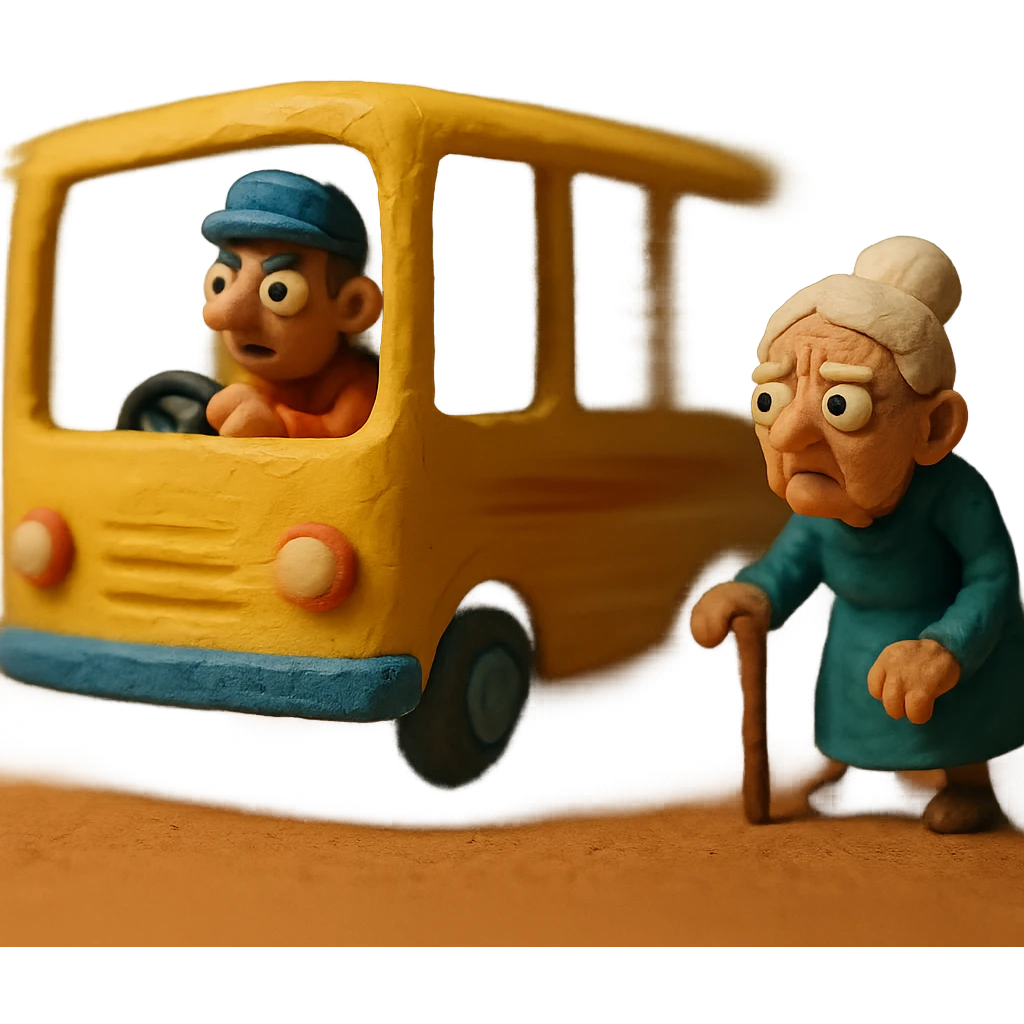 bus with a driver that goes really fast from old lady emoji