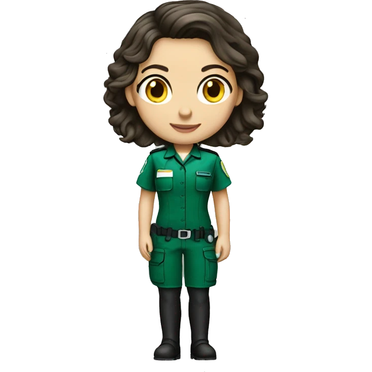 Paramedic brunette female green uniform emoji