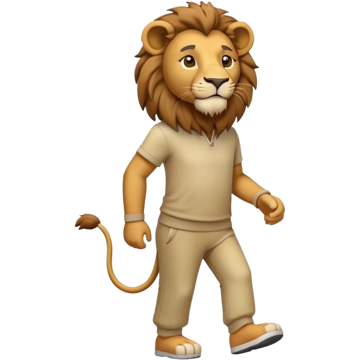 anthropomorphised lion in leisure wear walking upright emoji