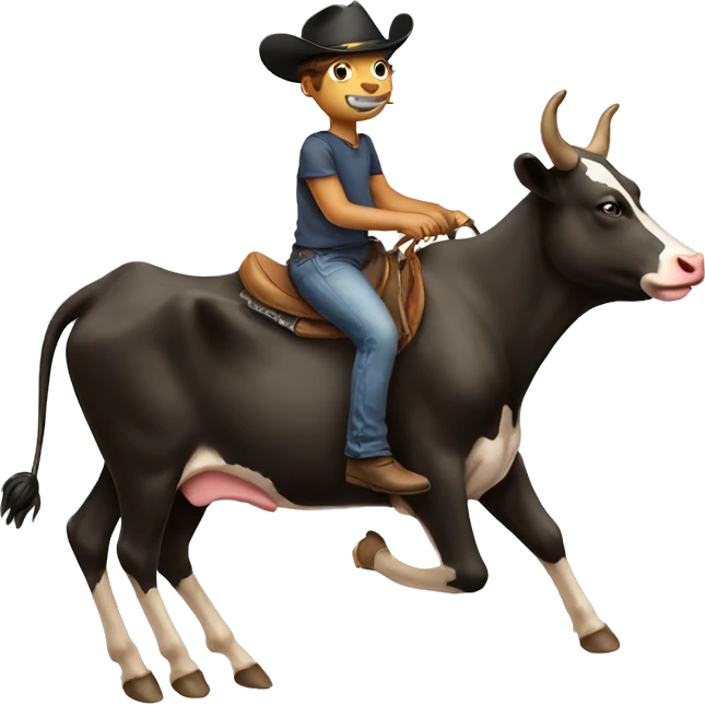 Cow riding a cat emoji