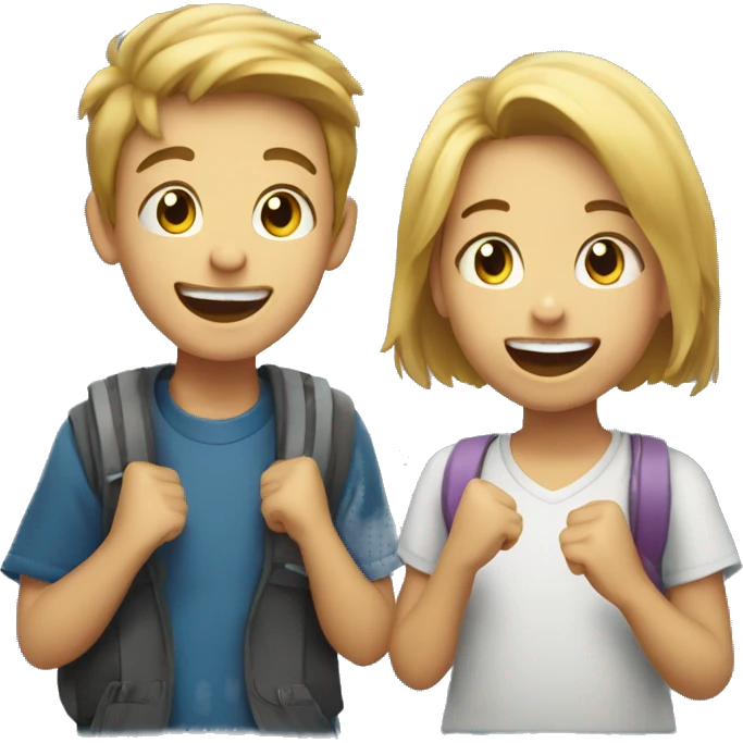 two kids excited to see eachot emoji