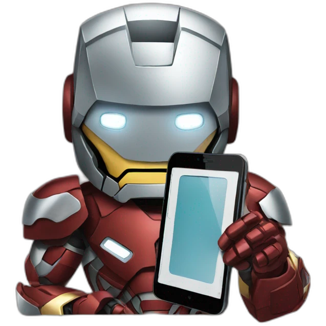 iron man holding a phone emoji
