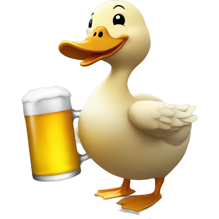 happy duck holding a beer in the sunshine emoji