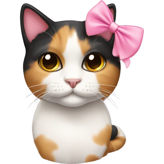 Calico cat with pink bow emoji