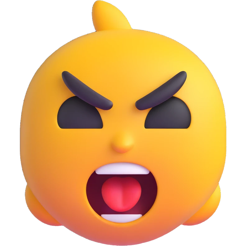 angry emoji face with shouting expression, wide open mouth emoji