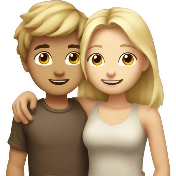 Brown hair boy and blonde Girl hugging  emoji