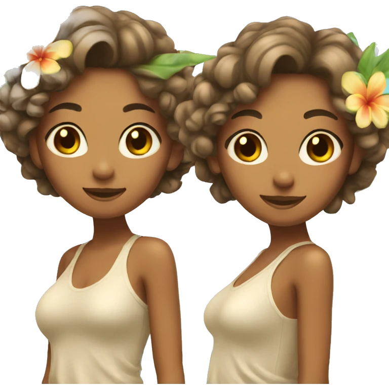 tan beach girl with flower in hair emoji