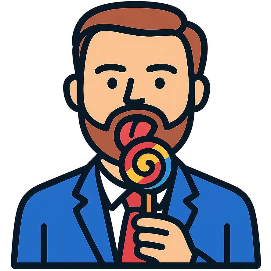 JD Vance enjoying a lollipop, color outline icon style emoji