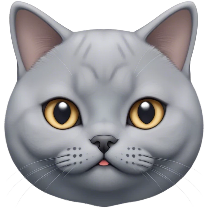 Cinematic Cute Grey British Shorthair Cat Portrait Emoji, Head tilted playfully and inquisitively, sleek soft grey fur with subtle blue undertones, Simplified yet adorable features, highly detailed, glowing with a warm, friendly glow, high shine, curious and affectionate, stylized with a touch of whimsy, bright and alert, soft glowing outline, capturing the essence of a calm yet playful kitten, so endearing it feels like it could leap out of the screen and cuddle! emoji