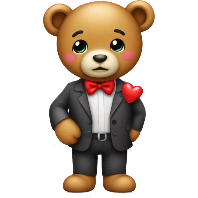 Orsetto con un cuore in mano e fiocco rosso  emoji