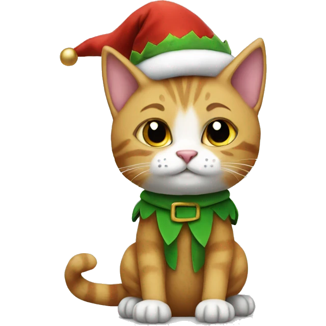 A cat that is wearing an elf costume emoji
