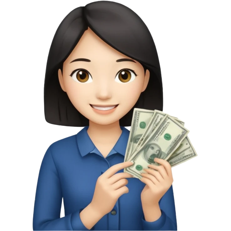 Hot Asian girl with money  emoji