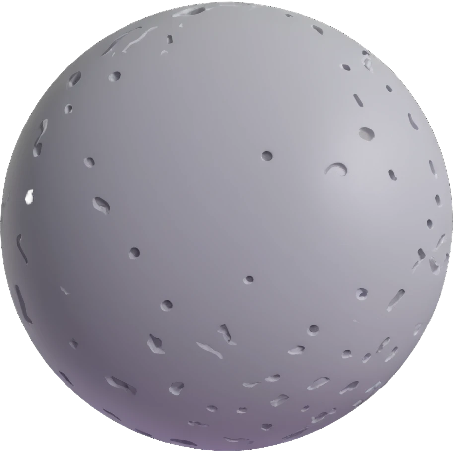 Mercury planet emoji, round, rocky gray ball covered in pitted marks and rough patches emoji