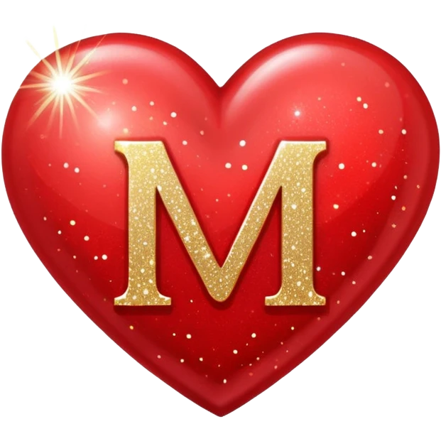 Corazon con vrillotos y una m en el centro emoji