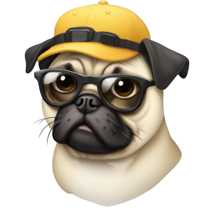 Pug wearing su glasses and cap emoji