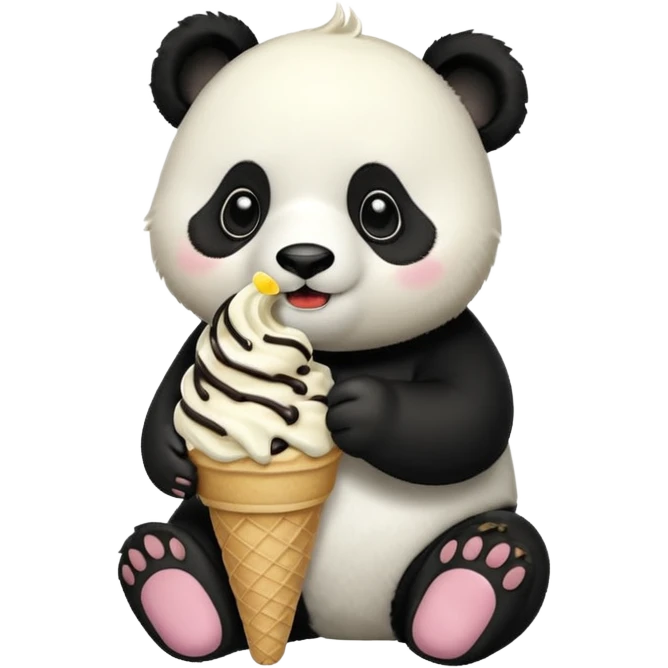 Panda eating ice cream emoji