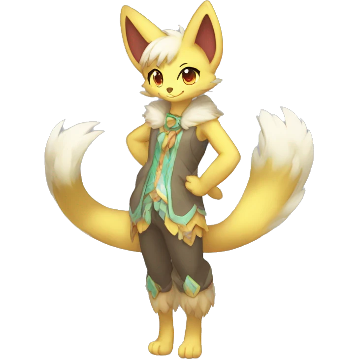 Anthro Sona Colorful Glossy Shiny Fakemon Full Body emoji