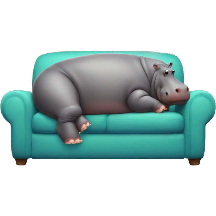 fat hippo as soccer player lying on the sofa emoji