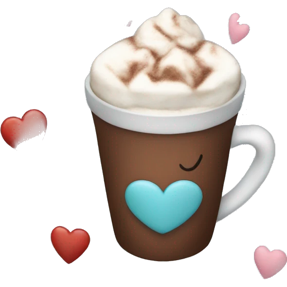 Hot cocoa with hearts emoji