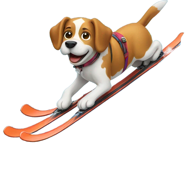 Dog skiing down a mountain emoji