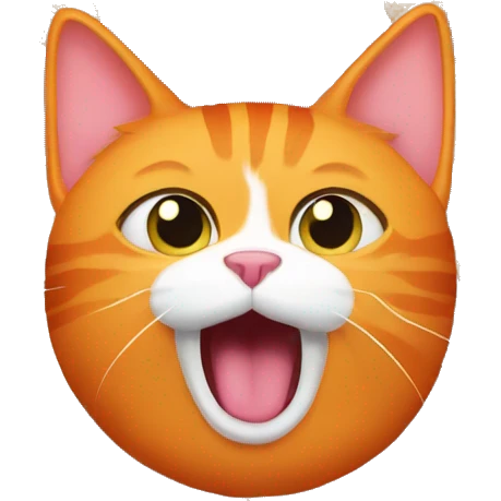 orange cat shocked with bow of cat food emoji