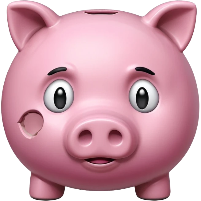 emoji of sad unhappy piggy bank, right view emoji
