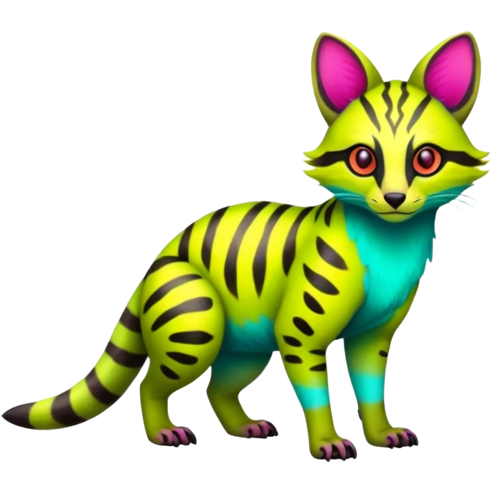  randomly colored colorful light cute lush neon-colored brightly colored Fakémon-Fionbri-Vernid-Genet-creature with markings (full body) emoji